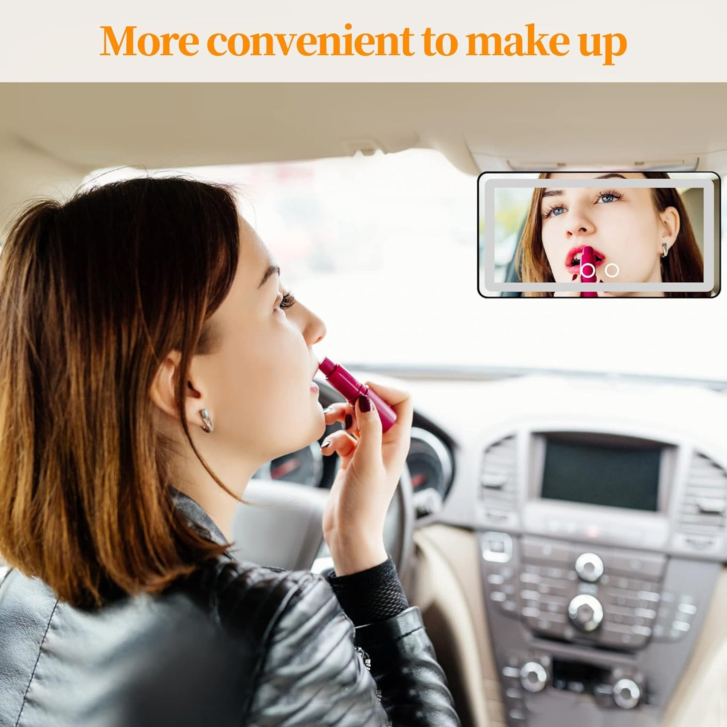 Car Sun Visor Vanity Mirror: Rechargeable Led Makeup Mirror with 3 Light Modes & Dimmable Touch Screen - Car Mirror Accessories for Women Girl